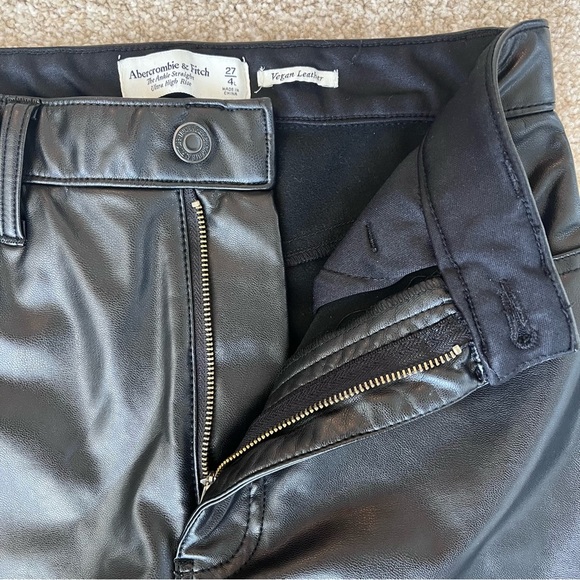 Abercrombie and Fitch Ankle Straight Ultra High Rise Vegan Leather Pants Size 27 - Picture 11 of 15